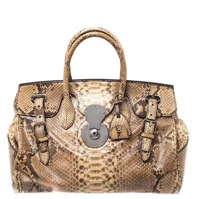 Pre-owned Ralph Lauren Beige Python Ricky Tote