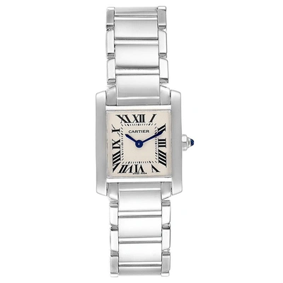 Pre-owned Cartier Silver 18k White Gold Tank Francaise W50012s3 Women's Wristwatch 20x25mm