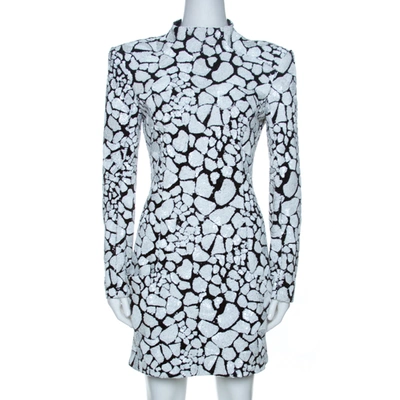 Pre-owned Balmain Monochrome Sequin Embellished Mini Dress M In White