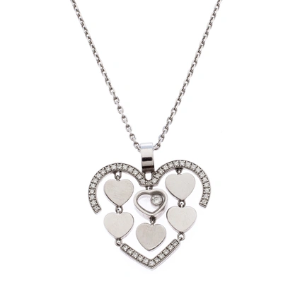 Pre-owned Chopard Happy Diamonds Happy Amore 18k White Gold Pendant Necklace