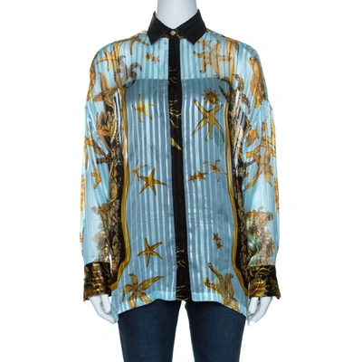 Pre-owned Versace Multicolor Tresor De La Mer Printed Chiffon Shirt S