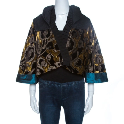 Pre-owned Etro Multicolor Velvet Jacquard Cropped Kimono Jacket S