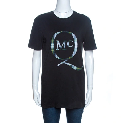 Pre-owned Mcq By Alexander Mcqueen Black Logo Patch Detail T-shirt Xs