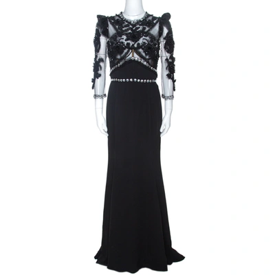 Pre-owned Dolce & Gabbana Black Silk Crepe Embellished Gown M