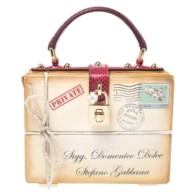 Pre-owned Dolce & Gabbana Multicolor Snakeskin And Plastic Inlaid Wood Top Handle Box Bag