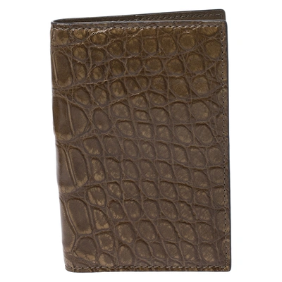 Pre-owned Gucci Brown Crocodile Bifold Wallet