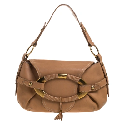 Pre-owned Tod's Beige Leather Flap Hobo