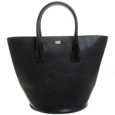 Pre-owned Dolce & Gabbana Black Leather Shopper Tote