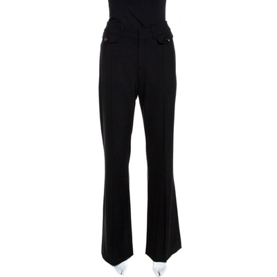 Pre-owned Chloé Chlo&eacute; Black Stretch Wool Flared Trousers M