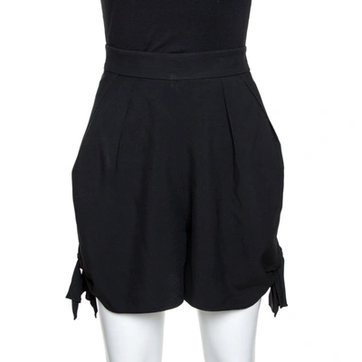 Pre-owned Chloé Chlo&eacute; Black High Waist Tie Detail Cady Shorts L