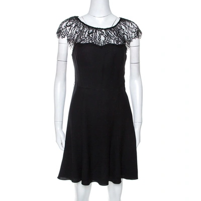 Pre-owned Ralph Lauren Polo By  Black Crepe Lace Trim Detail Dress S