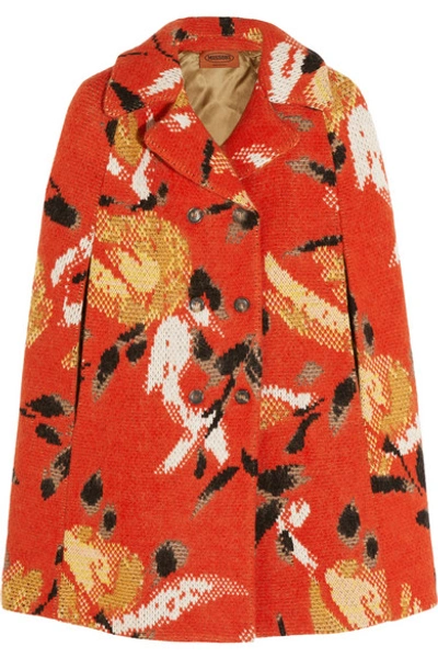 Missoni Boiled Wool Jacquard Cape In Red