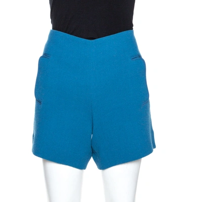 Pre-owned Chloé Santorini Blue Wool Crepe Shorts M