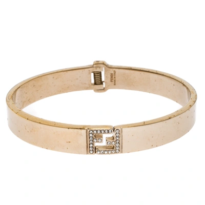 Pre-owned Fendi Sta Crystal Gold Tone Bracelet