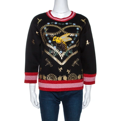 Pre-owned Gucci Black Laminated Heart Felt Jersey Sweatshirt Xxs