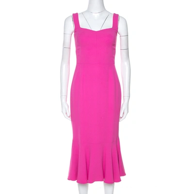 Pre-owned Dolce & Gabbana Pink Crepe Sleeveless Flounce Dress S