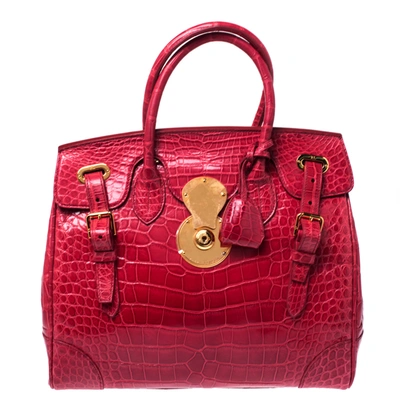 Pre-owned Ralph Lauren Red Alligator Ricky 33 Tote