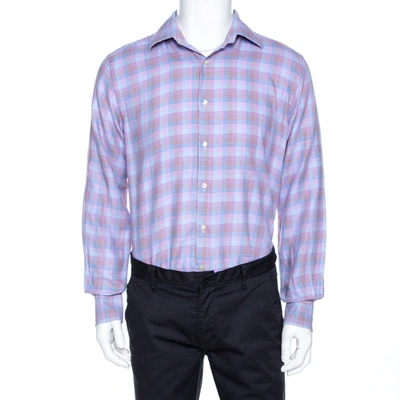 Pre-owned Etro Multicolor Houndstooth Pattern Cotton Long Sleeve Shirt L