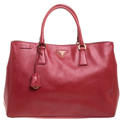 Pre-owned Prada Red Saffiano Lux Leather Large Gardener's Tote