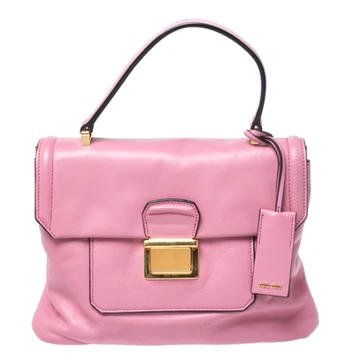 Pre-owned Miu Miu Pink Vitello Soft Leather Top Handle Bag