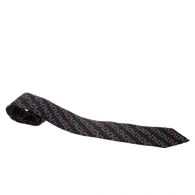Pre-owned Brioni Black Geometirc Print Silk Traditional Tie