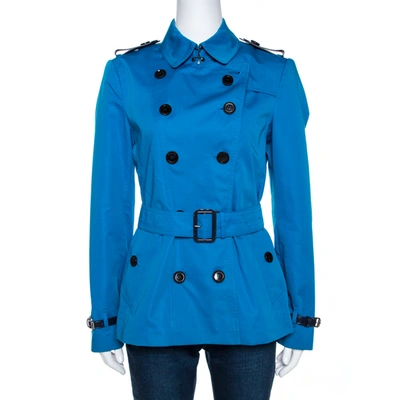 Pre-owned Burberry Blue Cotton Double Breasted Trench Coat M