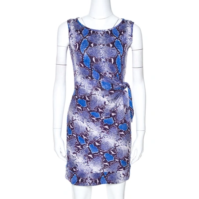 Pre-owned Diane Von Furstenberg Blue Python Print Silk Jersey Della Dress Xs