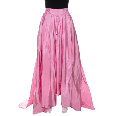 Pre-owned Max Mara Pink Taffeta Pleated Assymetrical Arancio Skirt M