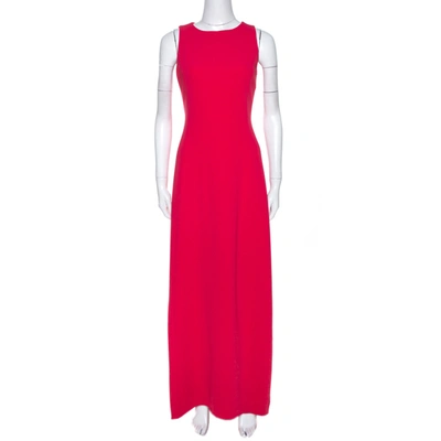 Pre-owned Max Mara Coral Pink Cady Sleeveless Rubino Maxi Dress S