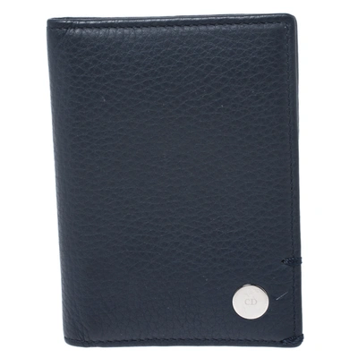 Pre-owned Dior Blue Leather Homme Card Holder