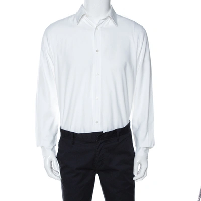 Pre-owned Louis Vuitton White Cotton Twill Long Sleeve Shirt M