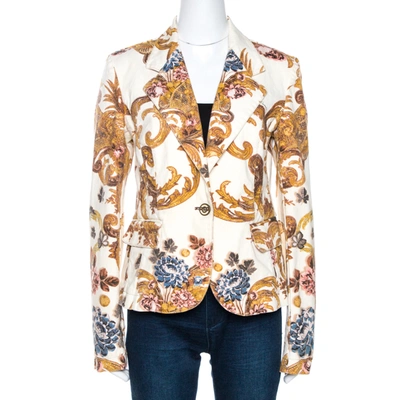 Pre-owned Just Cavalli Cream Floral Print Cotton Jacket M