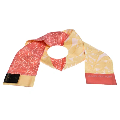 Pre-owned Louis Vuitton Pink & Yellow Printed Silk Bandeau Scarf
