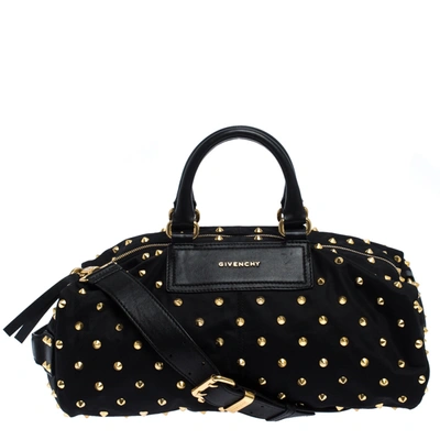 Pre-owned Givenchy Black Studded Nylon Satchel Bag