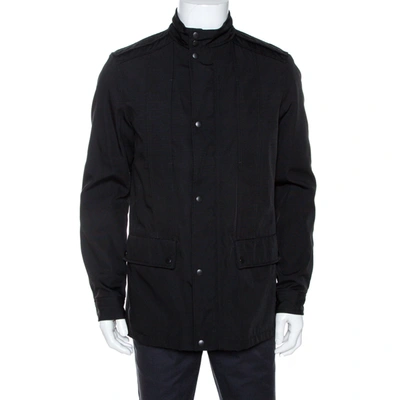 Pre-owned Gucci Black Cotton Blend Zip Front Coat M