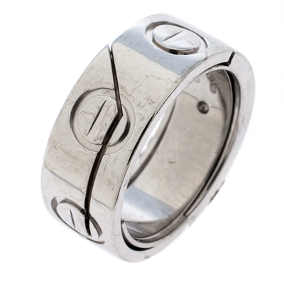 Pre-owned Cartier Astro Love 18k White Gold Ring Size 47 In Silver