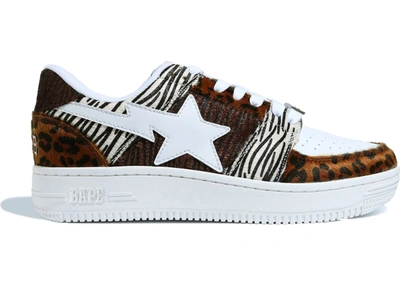 Pre-owned A Bathing Ape Bapesta Animal Mix In White/animal