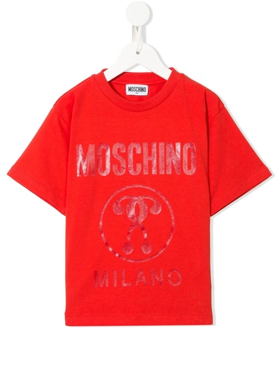 Moschino Kids' Logo Print Shortsleeved T-shirt In Red