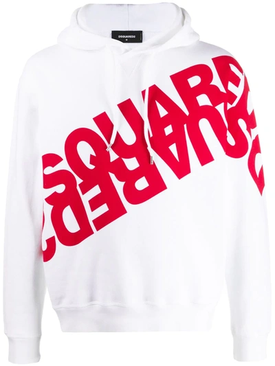 Dsquared2 Mirrored Logo-print Cotton Hoodie In Red