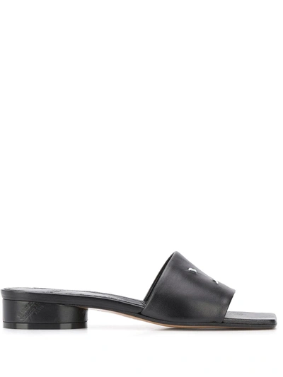 Maison Margiela Contrasting Stitching Square-toe Sandals In Black