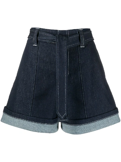 Chloé High Waisted Denim Shorts In Blue