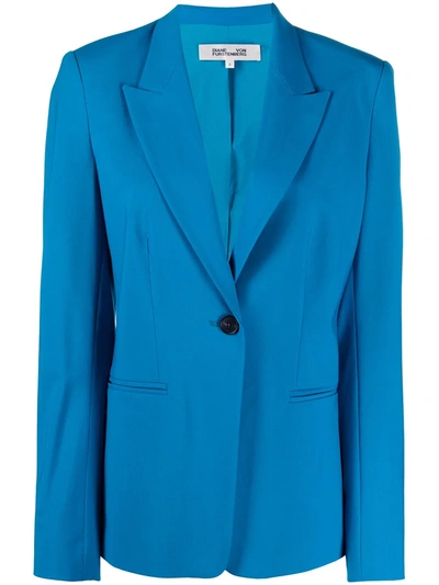 Diane Von Furstenberg Heller Wool-blend Cady Blazer In Blue