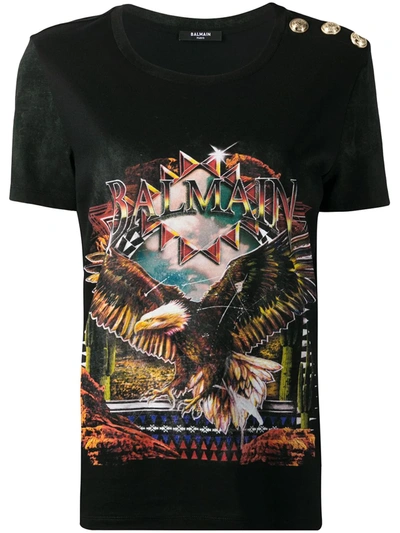 Balmain Graphic Print Relaxed-fit T-shirt In Black