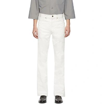 Lemaire Bootcut Cotton Pants In 002 Off Whi