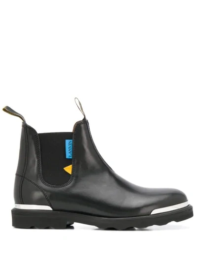 Lanvin Logo Tag Chelsea Boots In Black