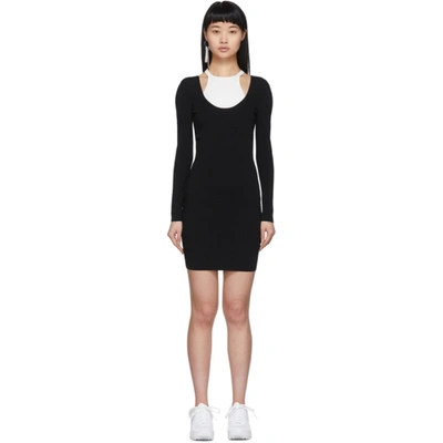 Alexander Wang T Alexanderwang.t Bodycon Contrast-layer Dress In 995 Blk/wht