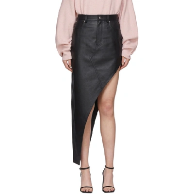 Alexander Wang Black Leather Asymmetrical Skirt