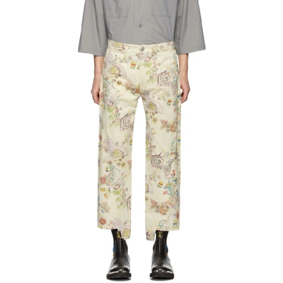 Lanvin Fairy-print Cotton Gabardine Trousers In 02 Ecru