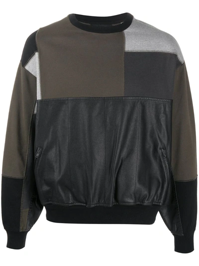 Gr-uniforma Short Patchwork Sweatshirt In Black