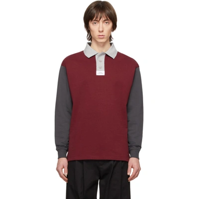 Rassvet Long-sleeved Panelled Polo Shirt In Burgundy